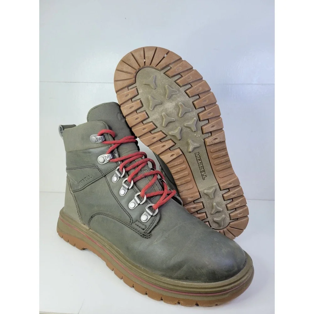 Merrell J310953C Bounder Tall Dusty Olive Trail Hiking Boots Shoes Sz 7 M‎ Youth